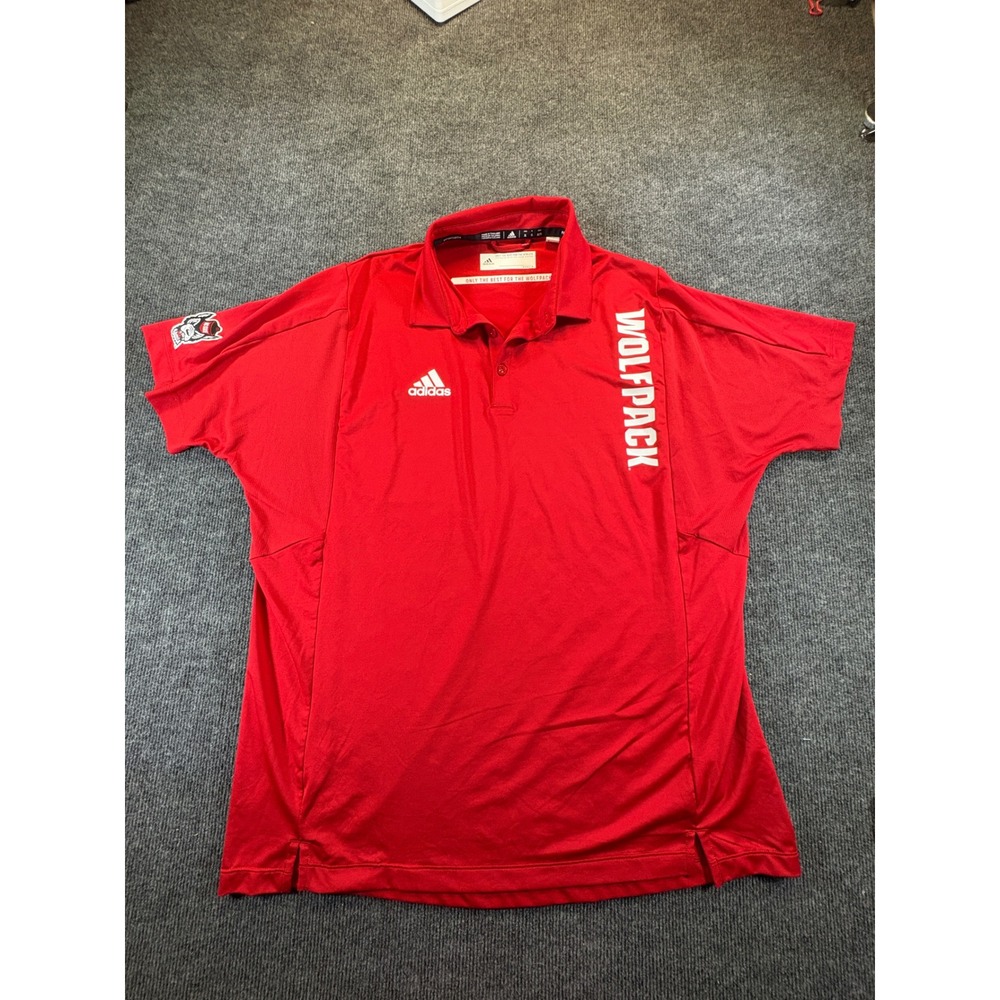 Adidas Mens NC State Wolfpack Aeroready Polo Shirt Red XL Primegreen